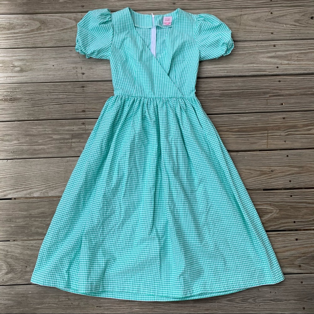 Lisa Says Gah Aqua Gingham Midi Dress
